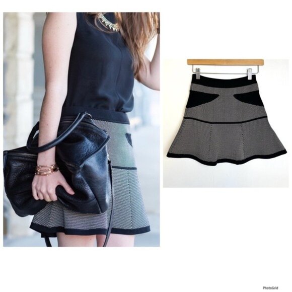 ALC Black and white Skater Mini Skirt Small - Picture 1 of 12